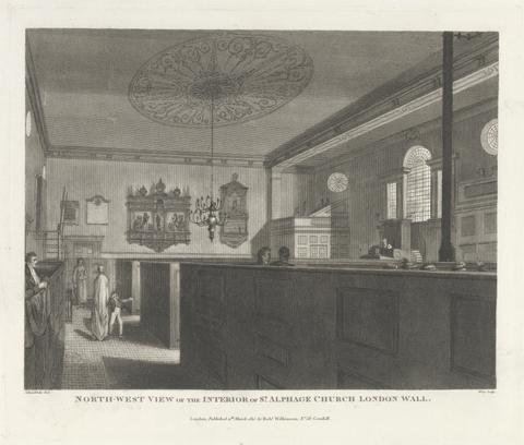 William Wise Northwest View of the Interior of St. Alphage Church London Wall