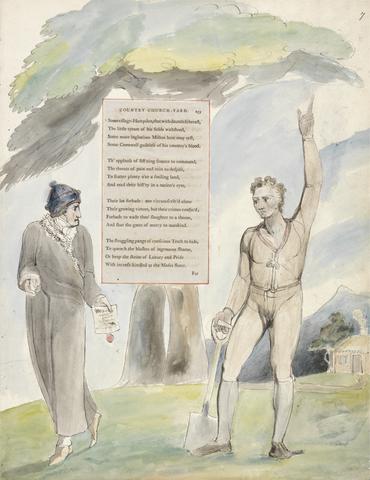 William Blake The Poems of Thomas Gray, Design 111, "Elegy Written in a Country Church-Yard."