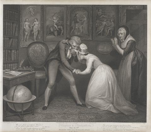 Thomas Gaugain Diligene and Dissipation: The Good Girl Receives the Honourable Addresses of her Master (Plate 8)