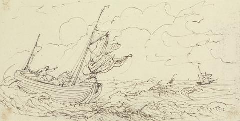Capt. Thomas Hastings Sketch of a Ship on a Stormy Sea