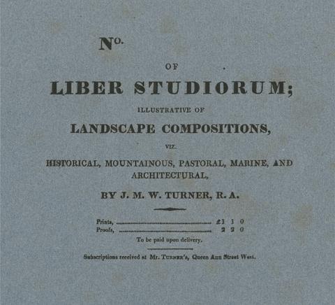 unknown artist Original Wrapper for : NO / OF/ LIBER STUDIORUM: ILLUSTRATIVE OF/ LANDSCAPE COMPSITIONS,/VIZ.../ by J.M.W. Turner, R.A.