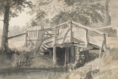 Paul Sandby RA Stream and Wooden Bridge