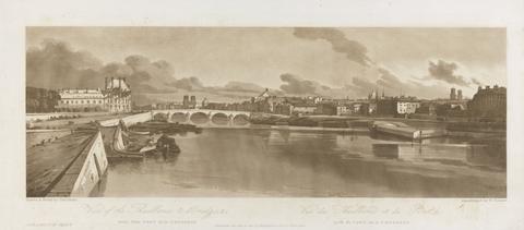 W. Pickett View of the Thuilleies and Bridge & C., taken from Pont de la Concorde, 1803; Plate 6 from Views in Paris, the Emanuel Volume - tracing of the plate B1981.25.2615