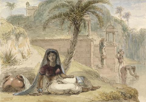 William Daniell Indian Girl Seated by a River
