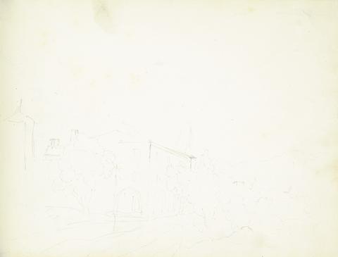 William Brockedon recto: Sketch of Post House in Massa