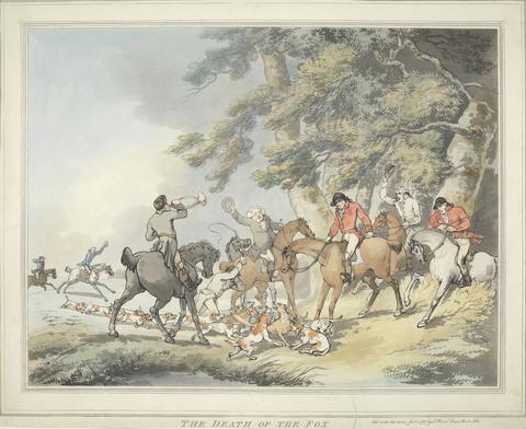 Thomas Rowlandson Fox-Hunting [set of six]: 3. The Death of the Fox
