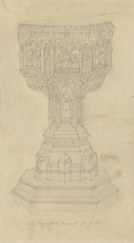 Augustus Welby Northmore Pugin Design for a Baptismal Font