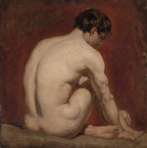William Etty Male Nude, Kneeling, from the Back