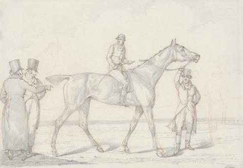 Henry Thomas Alken "Scraps", No. 15: Racehorse with Jockey Up, Two Men Discussing the Horse