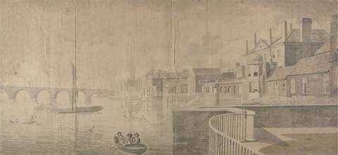 Samuel Scott The Thames with Montagu House and Westminster Bridge
