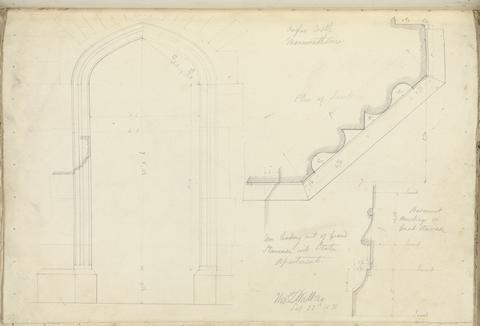 unknown artist Raglan Castle, Monmouthshire, Wales: Elevation and Details of Door in Grand Staircase