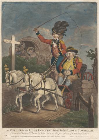 unknown artist An Officer in the Light Infantry, driven by his Lady to Cox-Heath