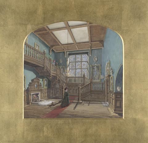 Walter Fitzgerald Knox Lyon Inner Hall and Grand Staircase at Pendley Manor House, near Tring, Hertfordshire