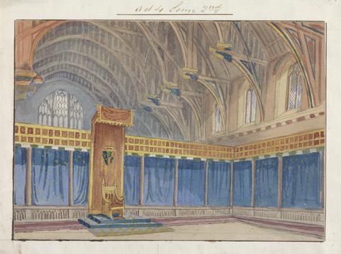 George Cressal Ellis Design for Setting of Charles Kean's Richard II at the Princess's Theatre on March 12, 1857 - Act 4, Scene 2