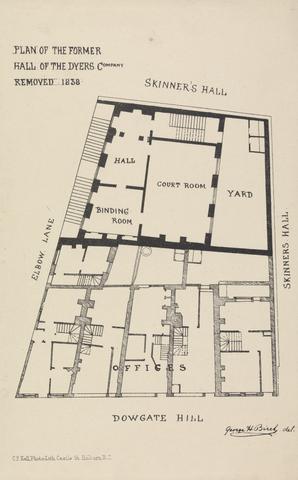C. F. Kell Plan of the Former Hall of the Dyers' Company, removed 1838