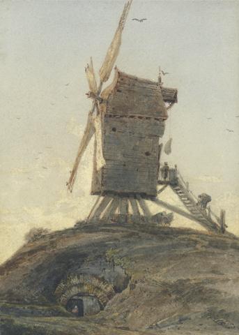 François Louis Thomas Francia Windmill on a Knoll in a Landscape