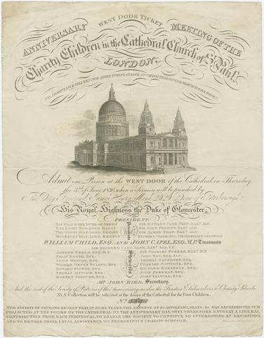  [Ticket for the Anniversary meeting of the Charity Children in the Cathedral Church of St. Paul, London].