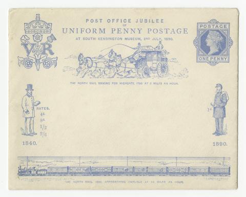 Post Office Jubilee of Uniform Penny Postage at South Kensington Museum, 2nd July, 1890.