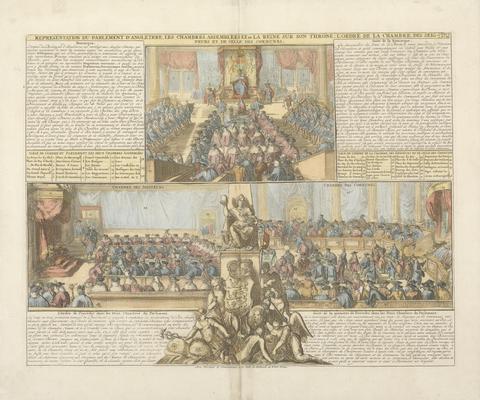 unknown artist Representation du Parlement d'Angleterre, les Chambres Assemblees et de la Reine sur son Throne