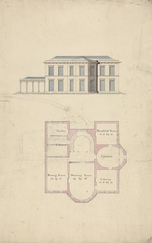 unknown artist Design for Clifton Castle, Yorkshire: Plan and Elevation in the Classical Style
