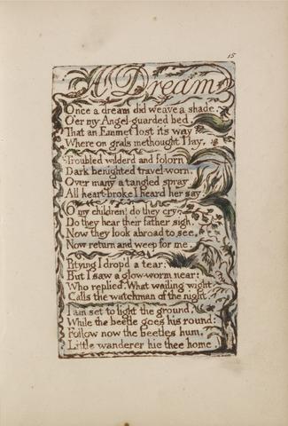 Songs of Innocence and of Experience, Plate 15, "A Dream" (Bentley 26)