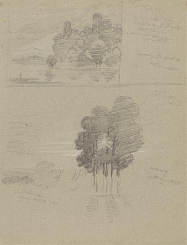 Joseph Farington Two Sketches of a Castle and of Trees; Morning and Evening