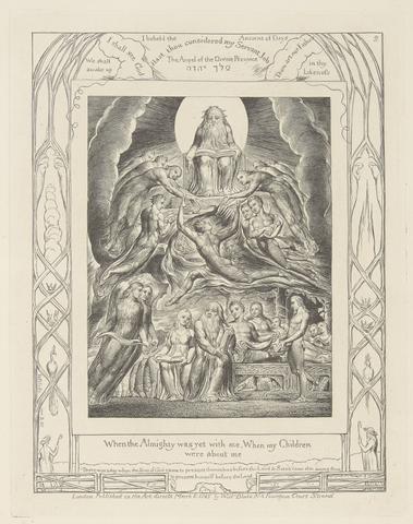 William Blake Book of Job, Plate 2, Satan before the Throne of God