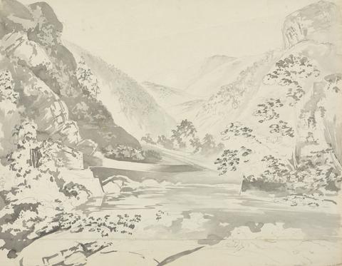 Samuel Davis A River Scene with Mountains in the Background