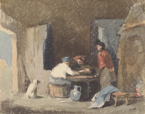 Thomas Sully Figures at a Table Inside a Cottage