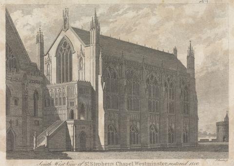 James Basire the younger South West view of St. Stephen's Chapel Westminster, Restored 1800