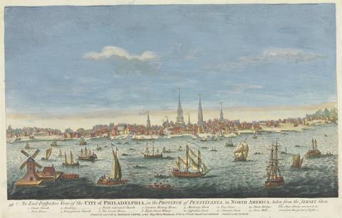 J. Carwitham An East Perspective View of the City of Philadelphia, in the Province of Pensylvania, in North America, taken from the Jersey Shore...
