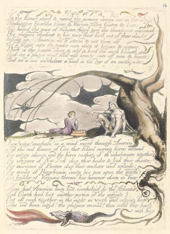 William Blake America. A Prophecy, Plate 16, "In the Flames Stood...."