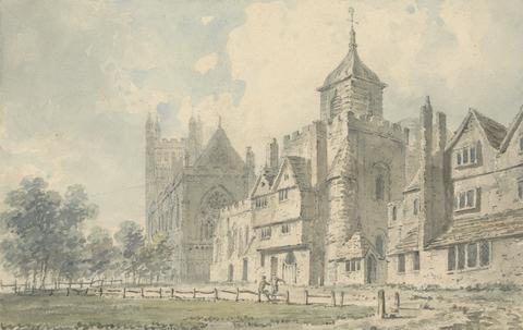 Edward Dayes Exeter Cathedral and neighboring buildings