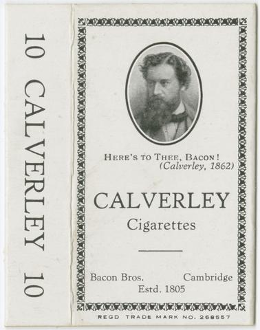 Bacon Brothers (Cambridge, England), creator. [Original Calverley cigarette packet manufactured by Bacon Brothers of Cambridge England].