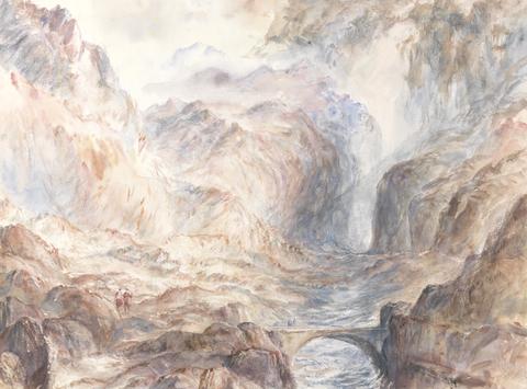 unknown artist Alpine Landscape with Figures and Bridge