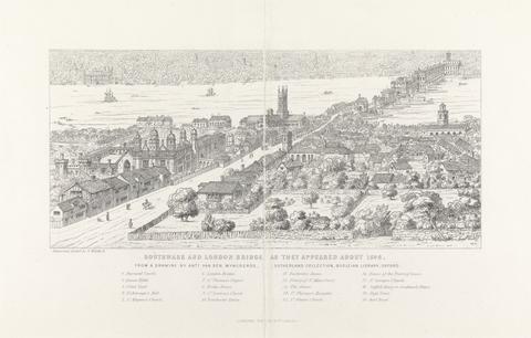 Nathaniel Whittock Southwark and London Bridge as they Appeared about 1546