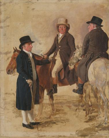 Benjamin Marshall John Hilton, Judge of the Course at Newmarket; John Fuller, Clerk of the Course; and John Stevens, a Trainer