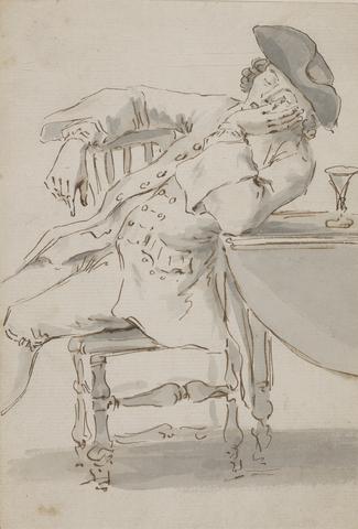 Louis Philippe Boitard Man Asleep leaning against a table