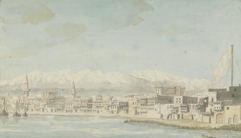 Willey Reveley Views in the Levant: View of Harbor Town With Flagpole at Right, Seen From Sea