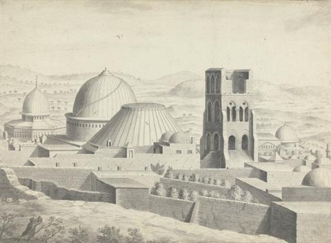 unknown artist Views in the Levant: Landscape with Various Shaped Roofs in Foreground