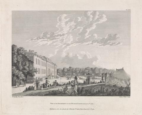 James Fittler View of the Encampment in the Museum Gardens, August 1780