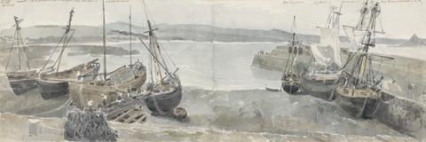 John Samuel Hayward Penzance Pier from the Dolphin Inn Window, October 15, 1807