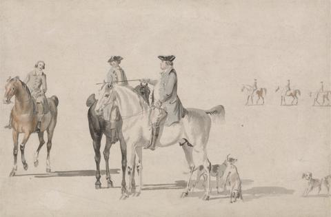 Paul Sandby The Duke of Cumberland With a Gentleman and a Groom, All Mounted, and Dogs