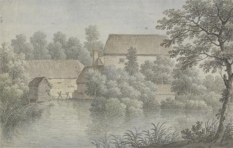 George Lambert A Village Pond with Farm Buildings