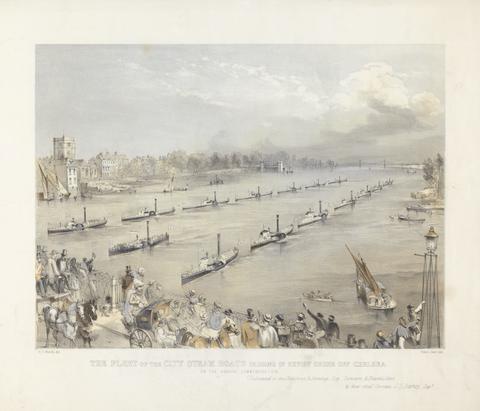 Edwin Jewitt The Fleet of the City Steam Boats Passing in Review Order off Chalsea on the London Annual Commemoration