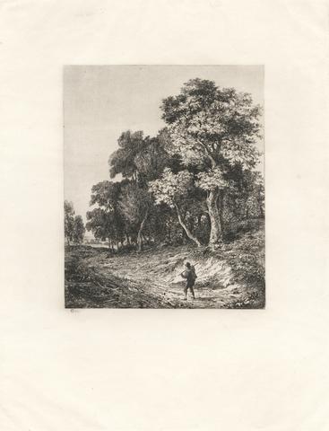 George Vincent Landscape, Man Carring Stick Across Shoulder