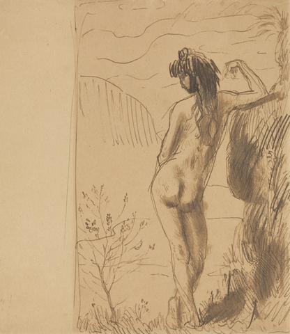 Augustus Edwin John Standing Female Nude Seen from Behind