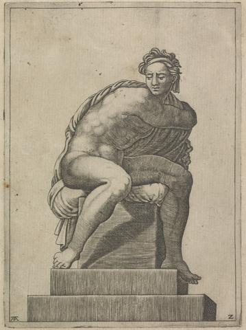 Male Nude Seated from Panel of "God Separating Light from Dark"