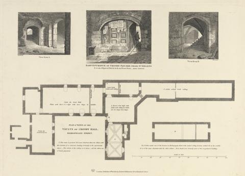 William Wise Plan and View of the Vaults of Crosby Hall
