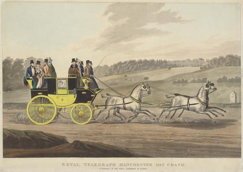 Robert Havell Royal Telegraph Manchester Day Coach / A distance of 186 miles performed in 18 hours.